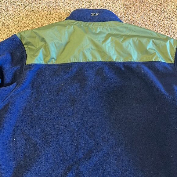 Vineyard Vines Men’s Navy Blue & Green 1/4 Zipper Fleece Pullover - Picture 5 of 8